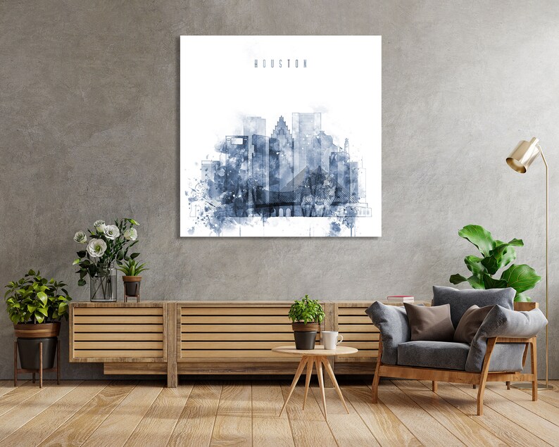 Houston Framed Canvas Wall Art Texas Artistic Prints on Etsy