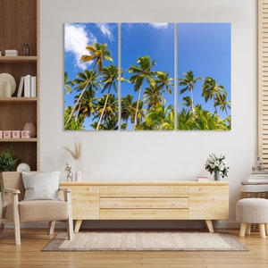 Canvas set of Palm Trees, Tropical Island wall art decoration, Palm Trees artwork, Beach modern decor for wall, Beach print canvas