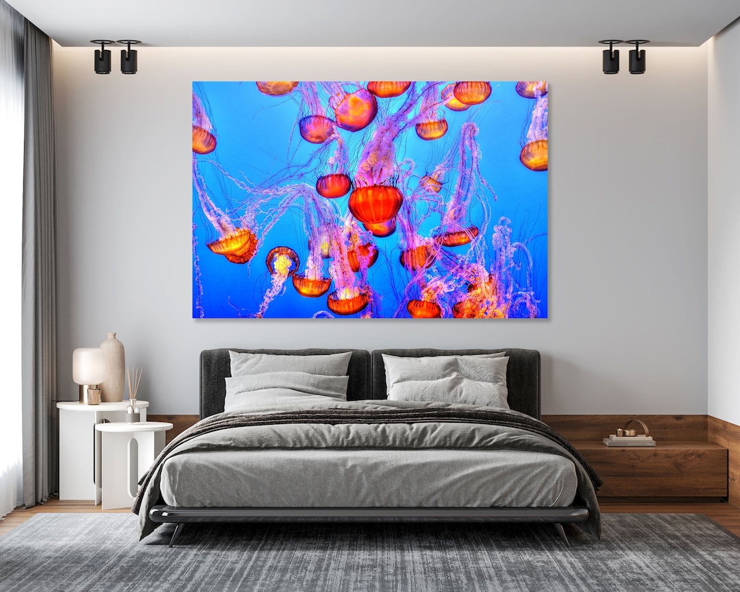 Jellyfish Wall Decor Prints Underwater Life Art for Home Etsy