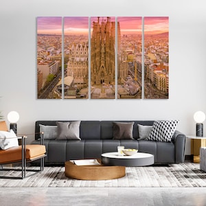 Canvas Set of Sagrada Família, Barcelona wall decor for home, Spain cool art for walls, Spain print canvas, Spain decor for wall