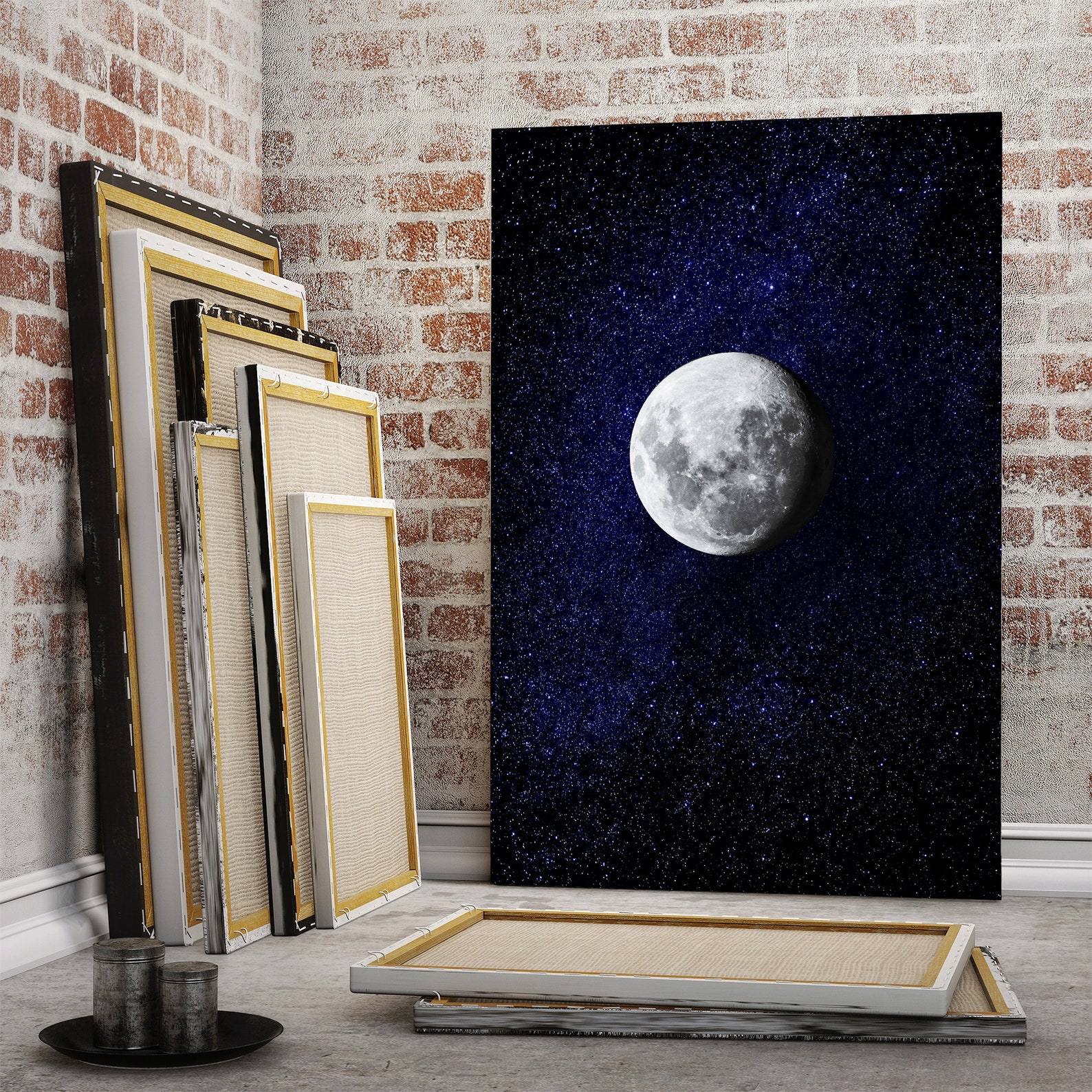 Moon Wall Decor Canvas Space Wall Art Paintings Starry Sky Etsy