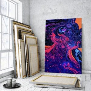 Blue and Pink Abstract art wall, Abstract canvas decor, Abstract Painting on canvas, Abstract design art, abstract art for interior
