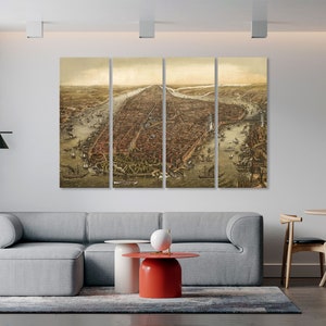 Old Manhattan print Manhattan wall art Old Manhattan wall decor Manhattan canvas New York print New York canvas Wall Art Large Canvas Decor