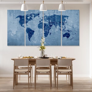 World Map Canvas Print Wall Art Push Pin World Map Wall Decor - Etsy