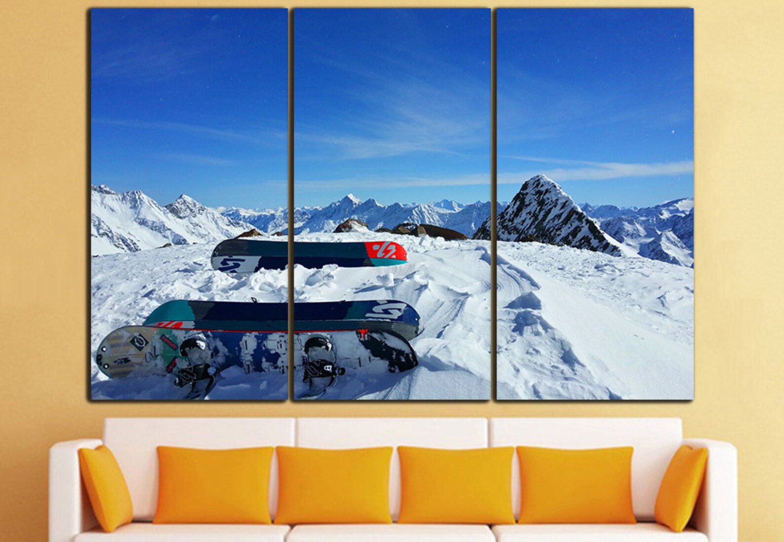 Snowboard wall art Snowboard wall decor Snowboard canvas Etsy