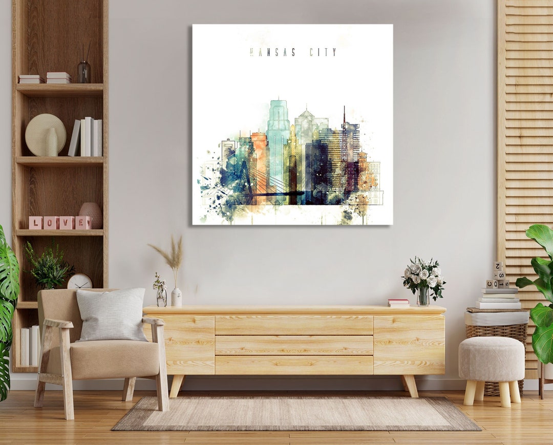 Kansas City Framed Canvas Wall Art Missouri Artistic Prints Etsy