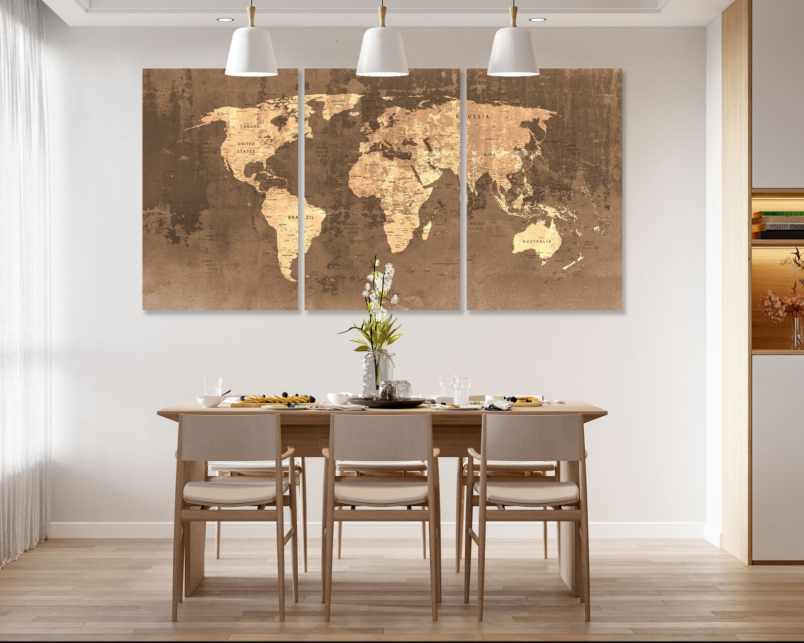 World Map Canvas Print Wall Art Push Pin World Map Wall Decor - Etsy