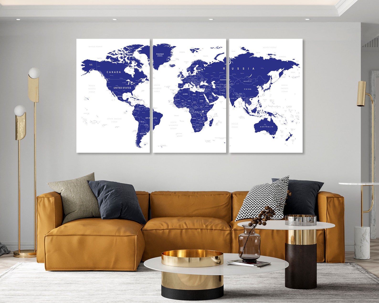 World Map Canvas Print Wall Art Push Pin World Map Wall Decor Etsy