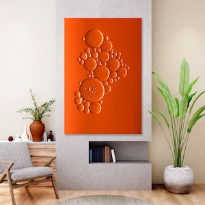 Orange Bubbles Arte murale astratta, Decorazione murale in tela arancione, Idee per la decorazione murale del soggiorno, Decorazione murale astratta, Opera d'arte originale arancione