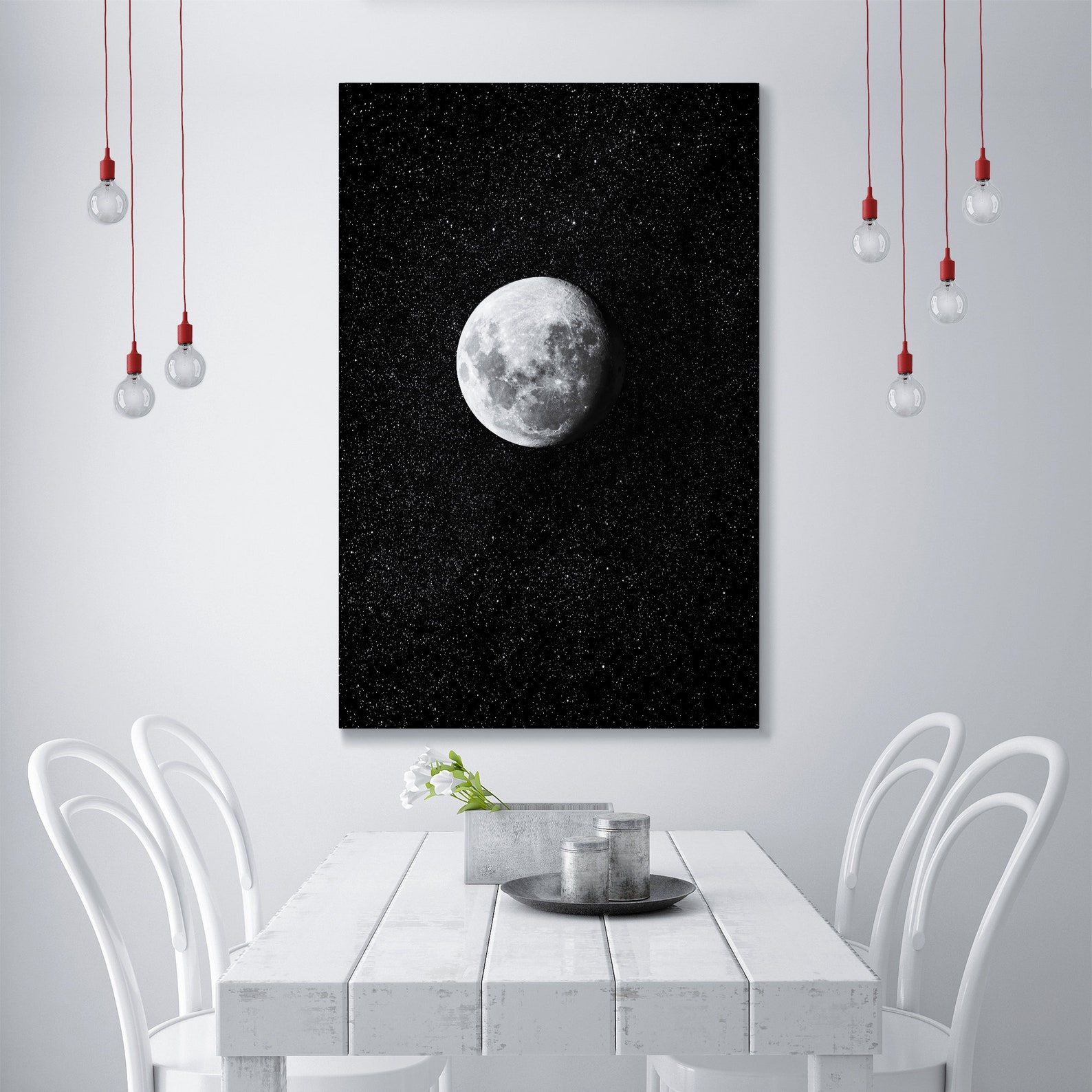 Moon Wall Decor Canvas Space Wall Art Paintings Starry Sky Etsy