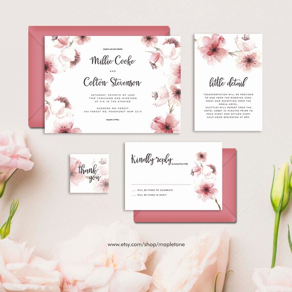 Faire Part De Mariage De Fleurs De Cerisier Invitation De Mariage Fleur De Cerisier Fleur De Cerisier Inviter Invitation De Fleurs De Cerisier