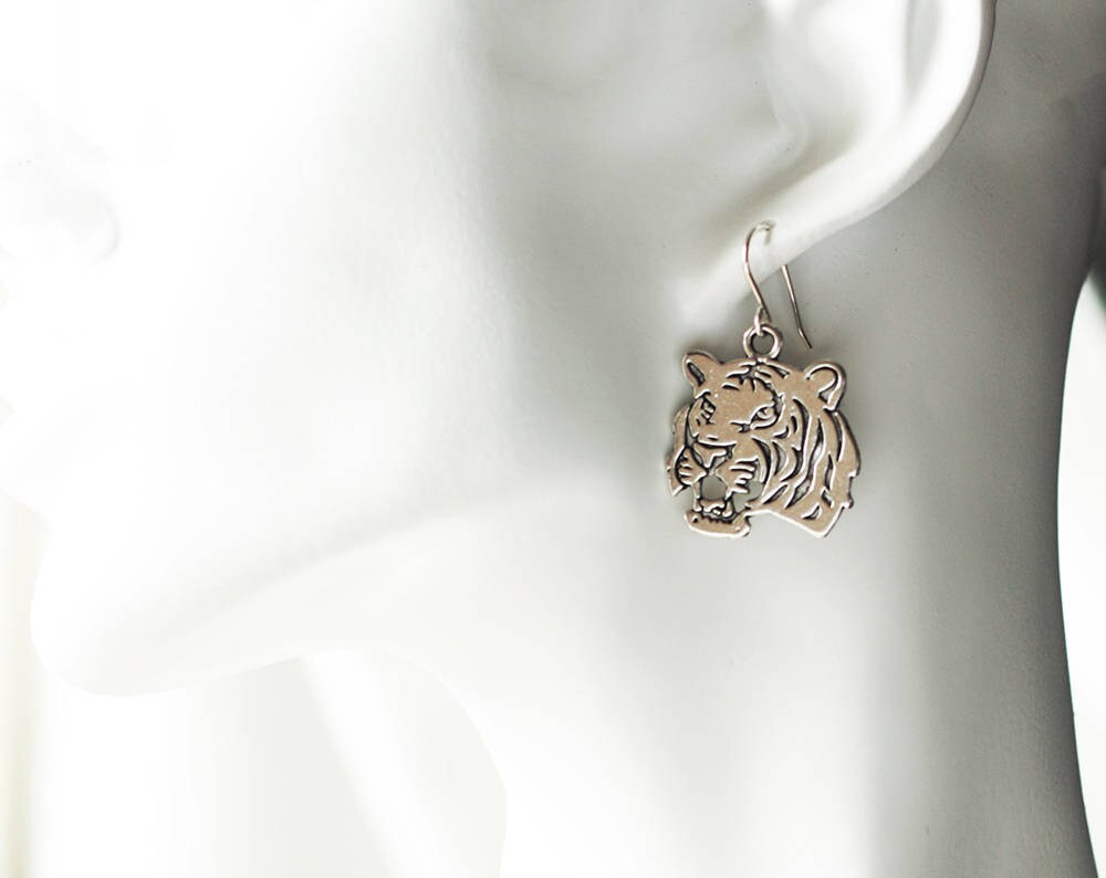 Tiger Earrings Animal Earrings Fierce Earrings Statement Etsy UK