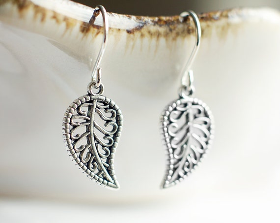 Natural Filigree Leaf Pendants Charms Ear Hook Set Jewelry Earrings+Necklace Set