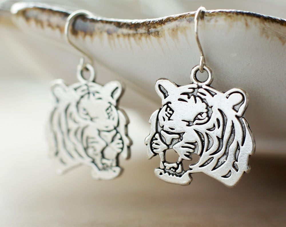 Tiger Earrings Animal Earrings Fierce Earrings Statement Etsy UK