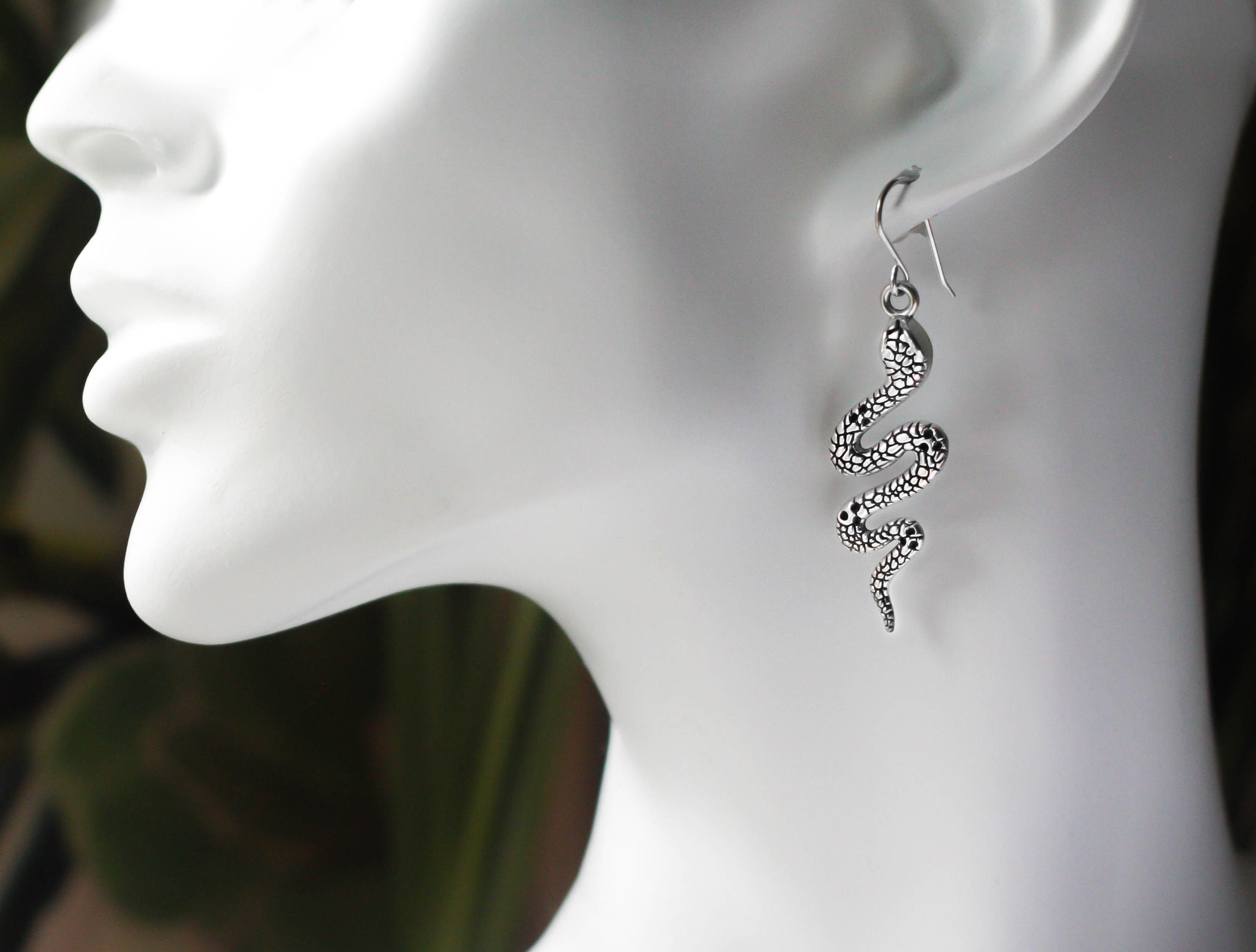 REDSUN Gothic Ohrringe 925 Sterling Silber - Schlange Pentagramm Design Für Männer & Frauen