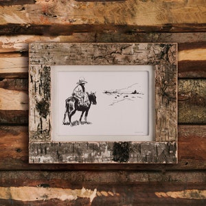 Cattle Watch Western Cowboy Ink Sketch Drawing Print