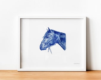 Quarter Horse Western Pen Ink Drawing Art Print