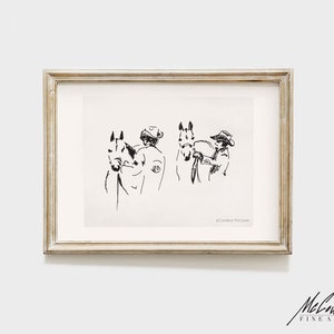 Western Gents Ink Sketch Drawing Print