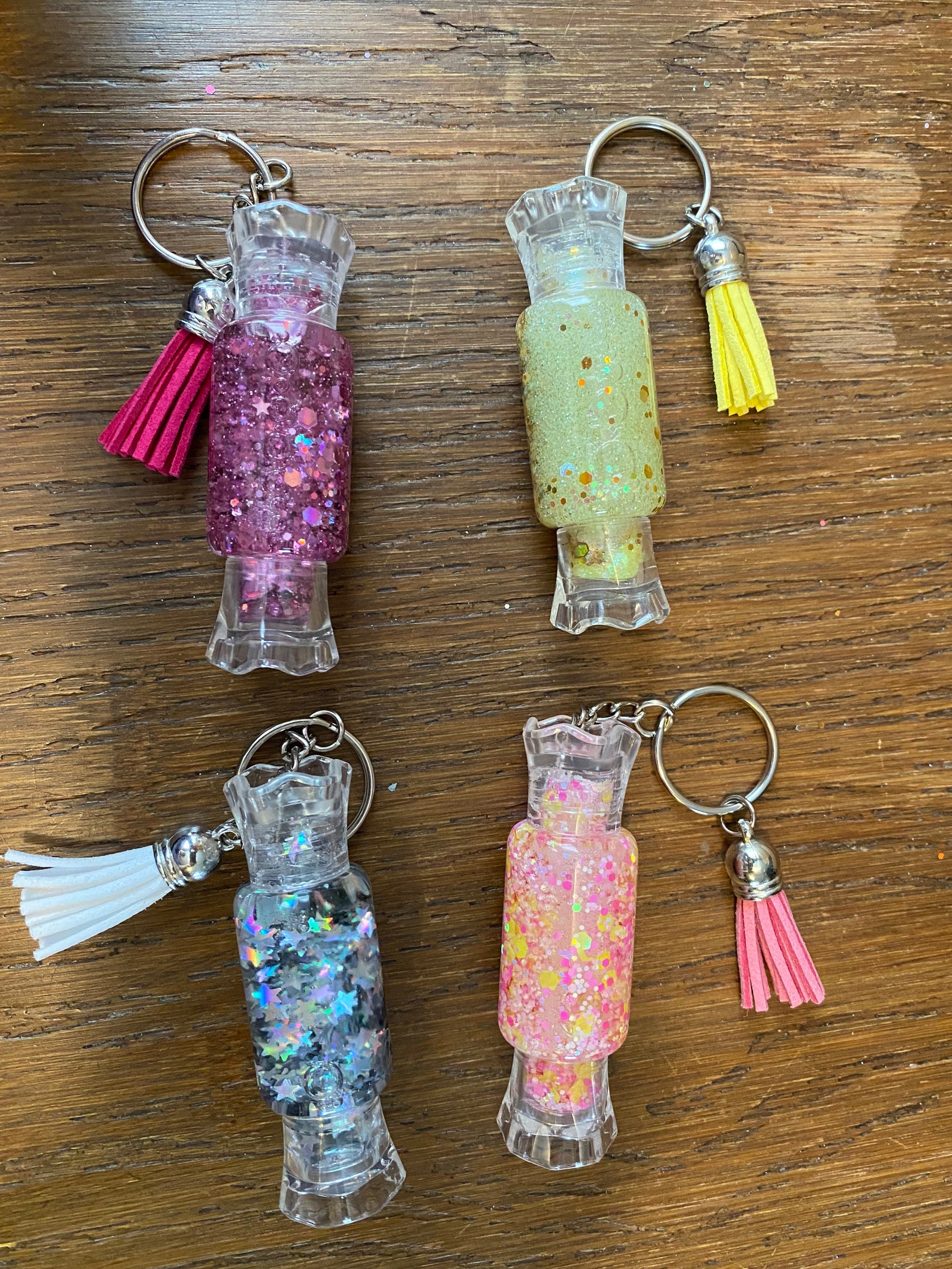 Floating glitter candy keychain Etsy