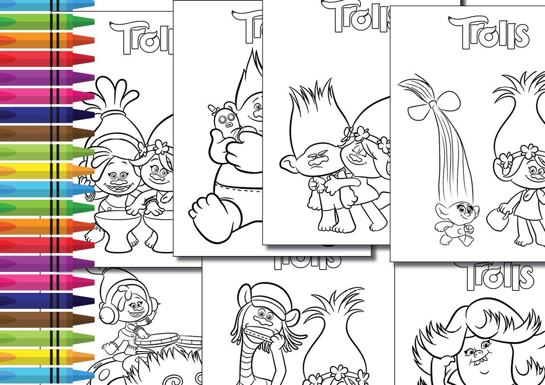 Instand DL Trolls coloring pages activity Birthday Printable | Etsy