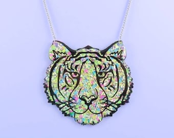 Neon tiger statement necklace