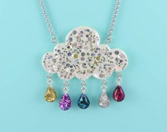 Statement rain cloud necklace