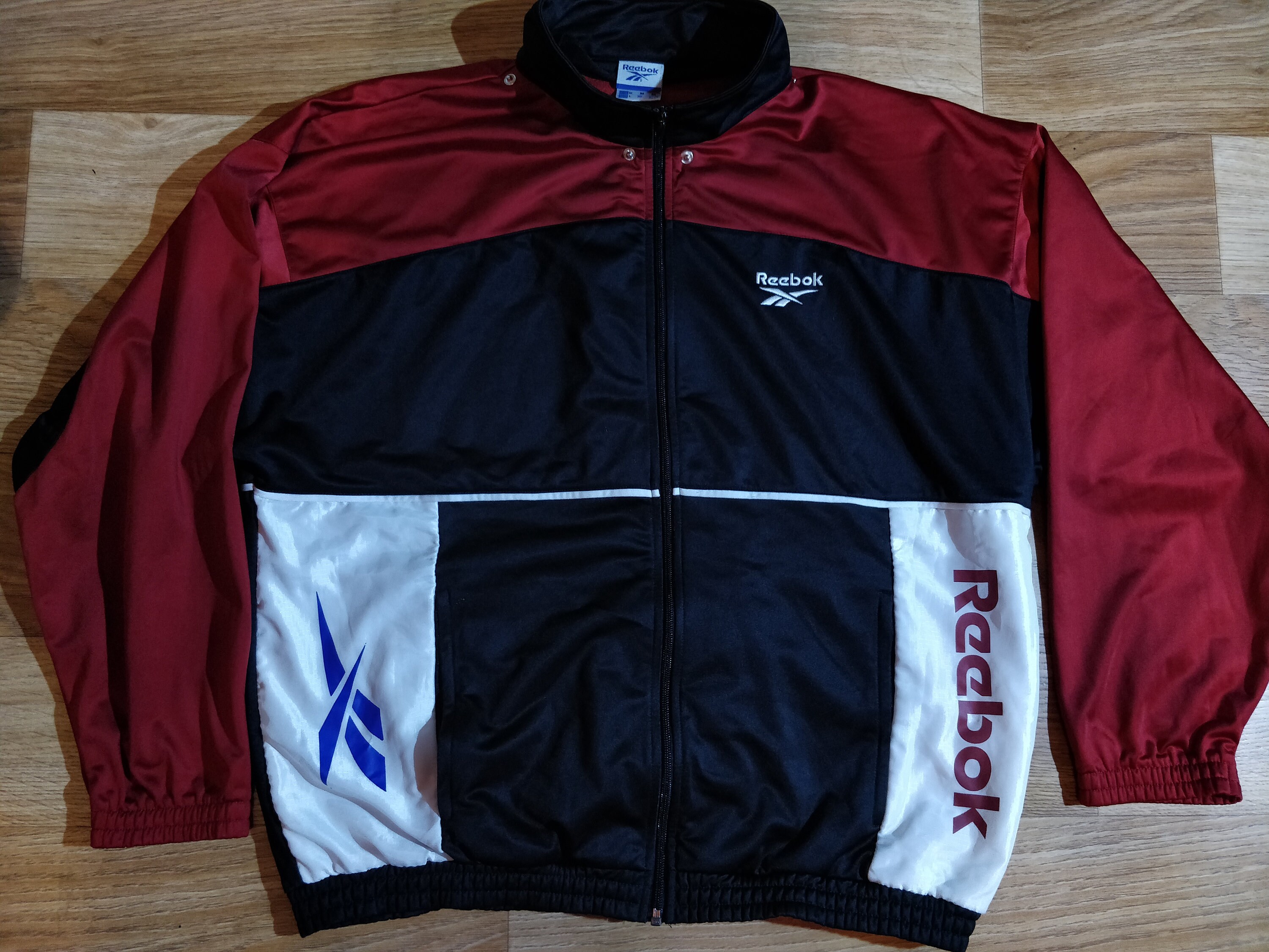 Reebok 90's Vintage Mens Tracksuit Top Jacket Black Red | Etsy