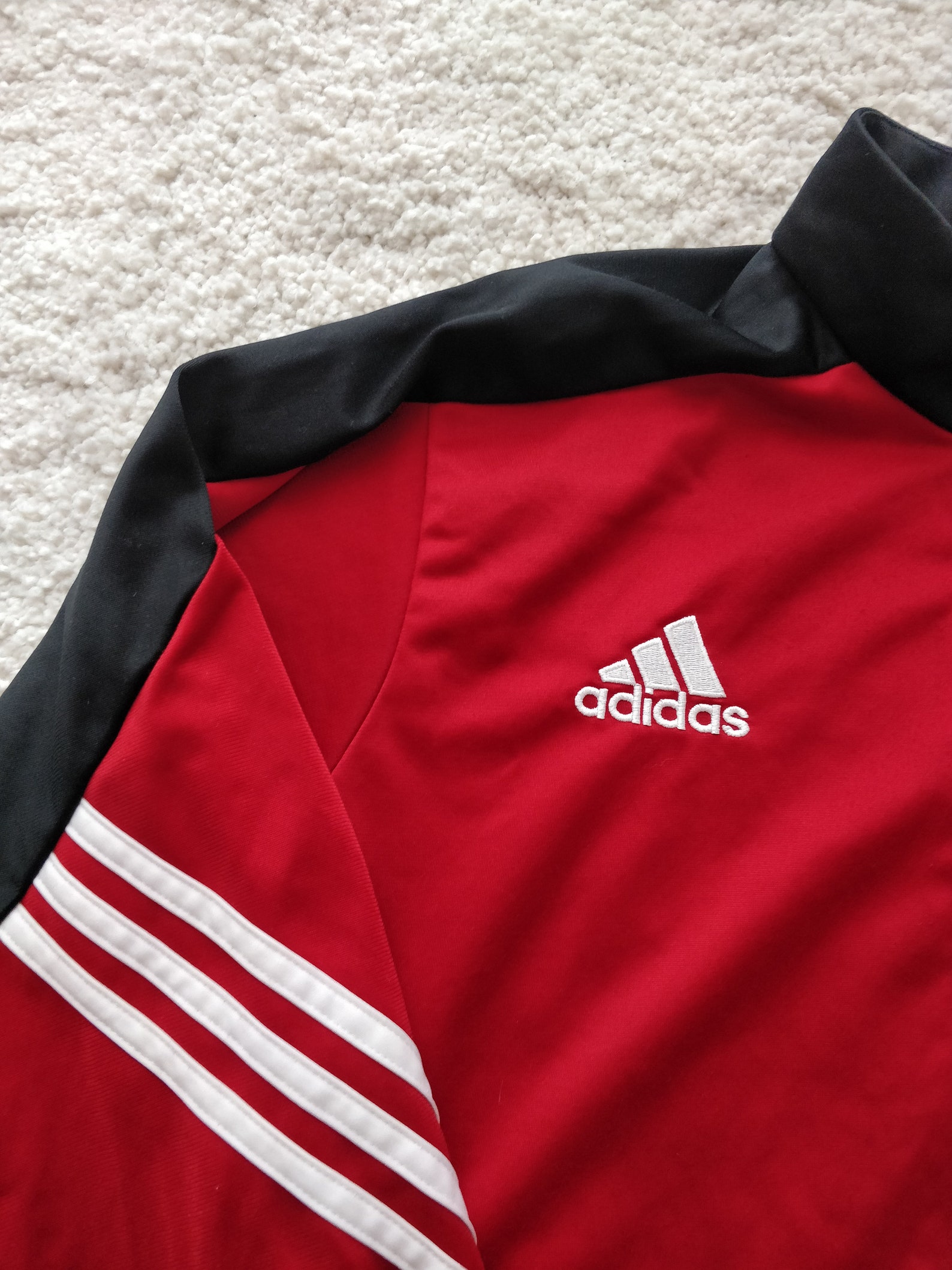 Adidas Vintage Mens Tracksuit Top Jacket Black Red Sweatshirt Etsy