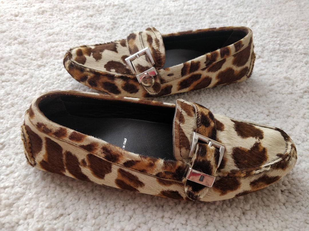 Prada Pony Hair Leopard Womens Flats Shoes Moccasins Loafers - Etsy