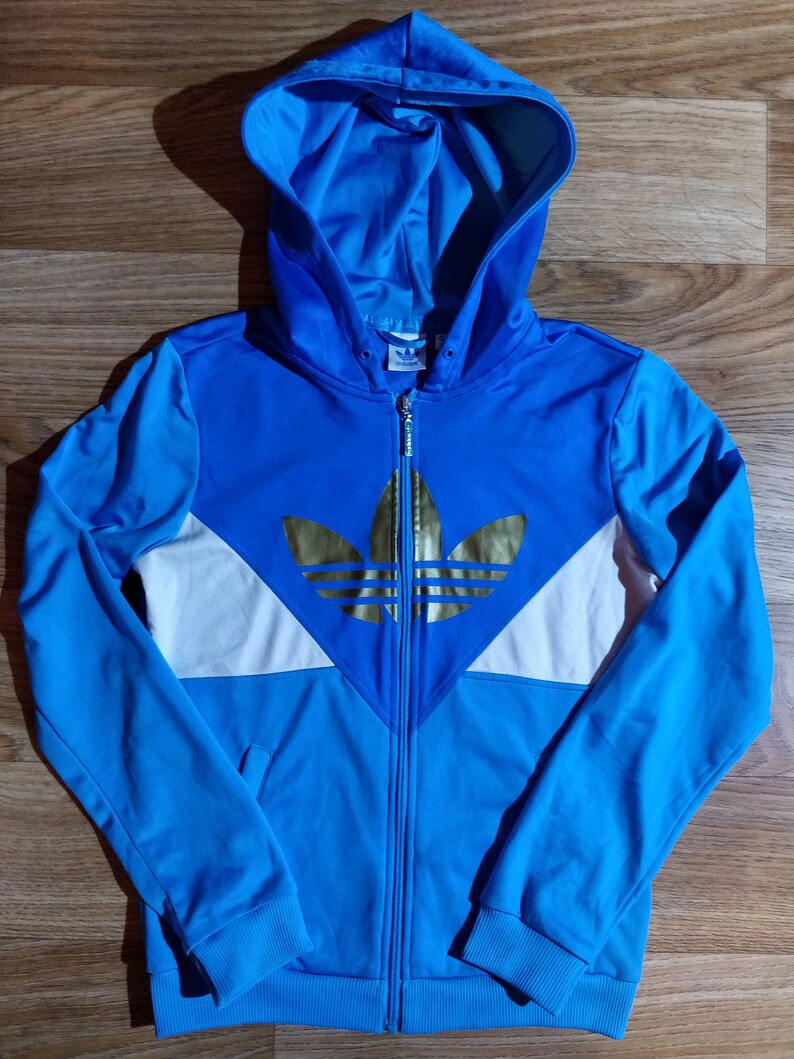 Adidas Originals Womens Hoodie Track Jacket Hooded Hype Blue - Etsy