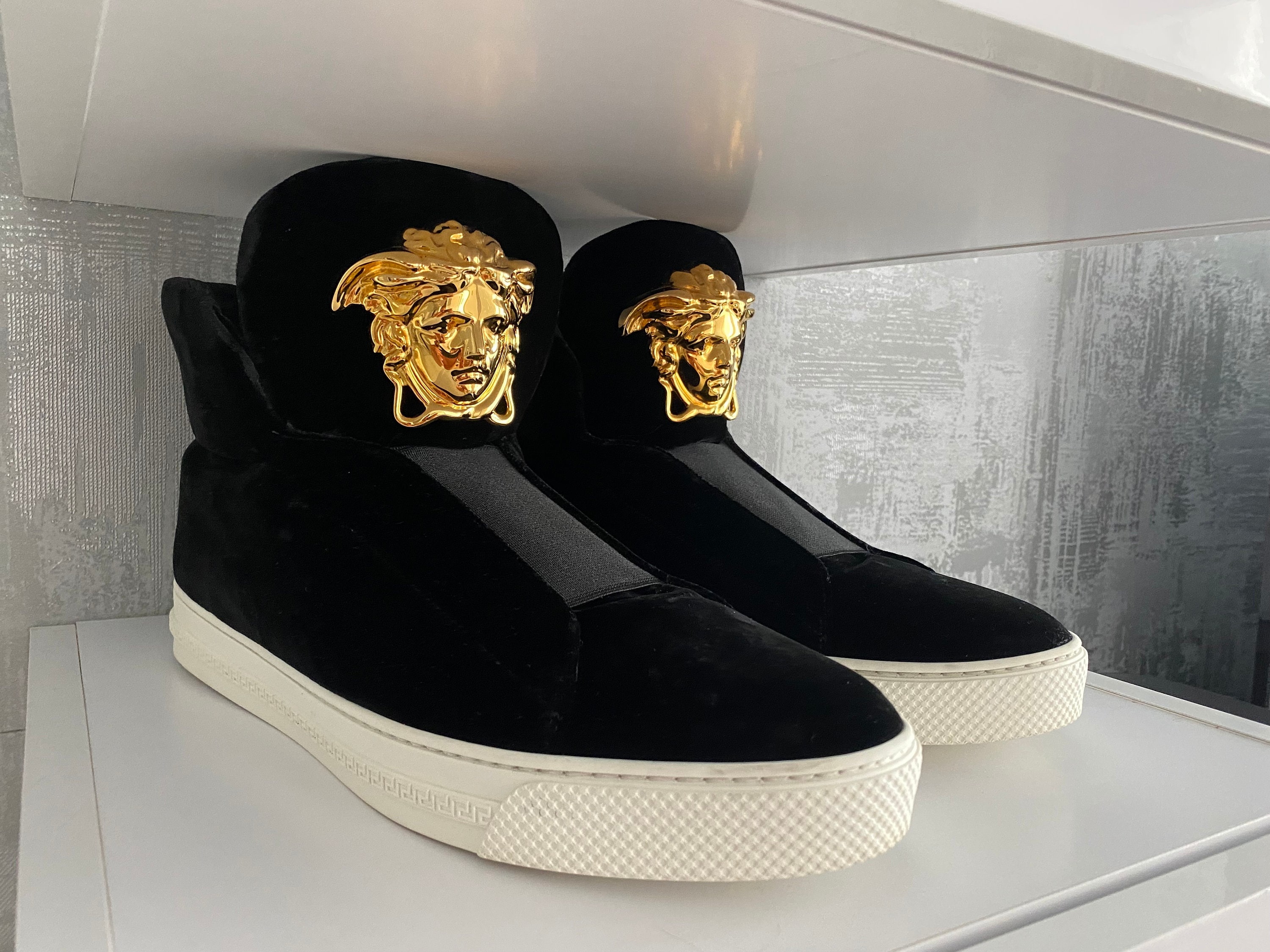 Versace Palazzo Gold Medusa Black Velour Mens High - Etsy