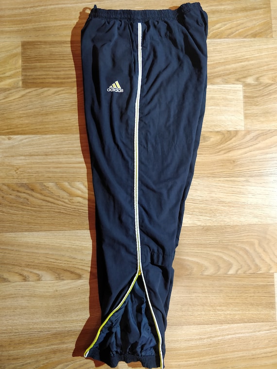 adidas tracksuit black with yellow stripes