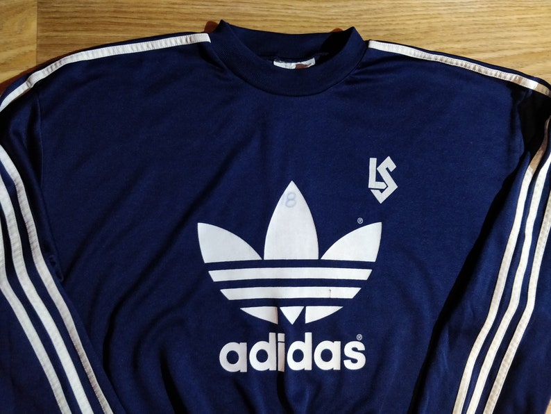 Adidas Originals 90er Vintage Herren Sweatshirt Trainingsanzug oben Jacke Crewneck Marine Adidas Originals 90er Vintage Herren Sweatshirt Trainingsanzug oben Jacke Crewneck Marine