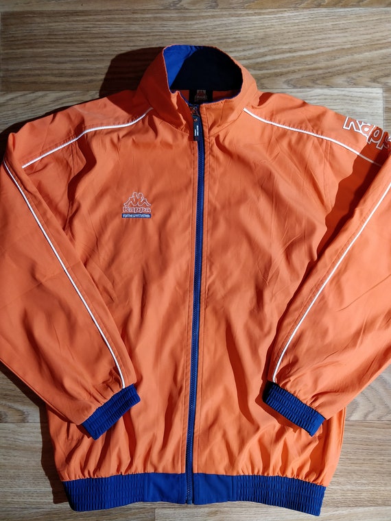 orange and blue kappa tracksuit