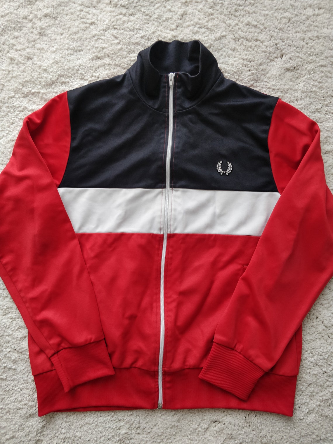 Fred Perry Vintage Mens Tracksuit Top Jacket Sweatshirt Red | Etsy