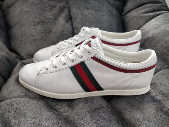 Gucci Moorea Womens White Leather Sneakers Trainers Shoes Web | Etsy