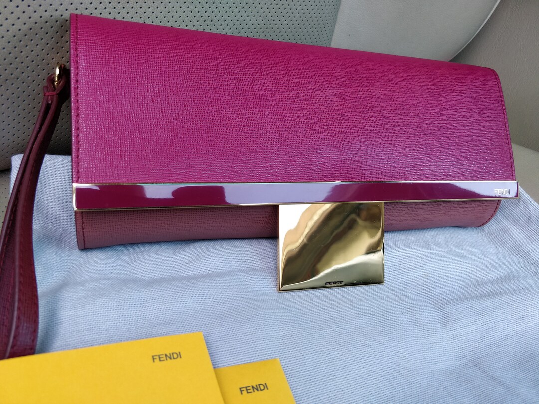 FENDI Cherry Tri-color Saffiano Leather Clutch Evening - Etsy