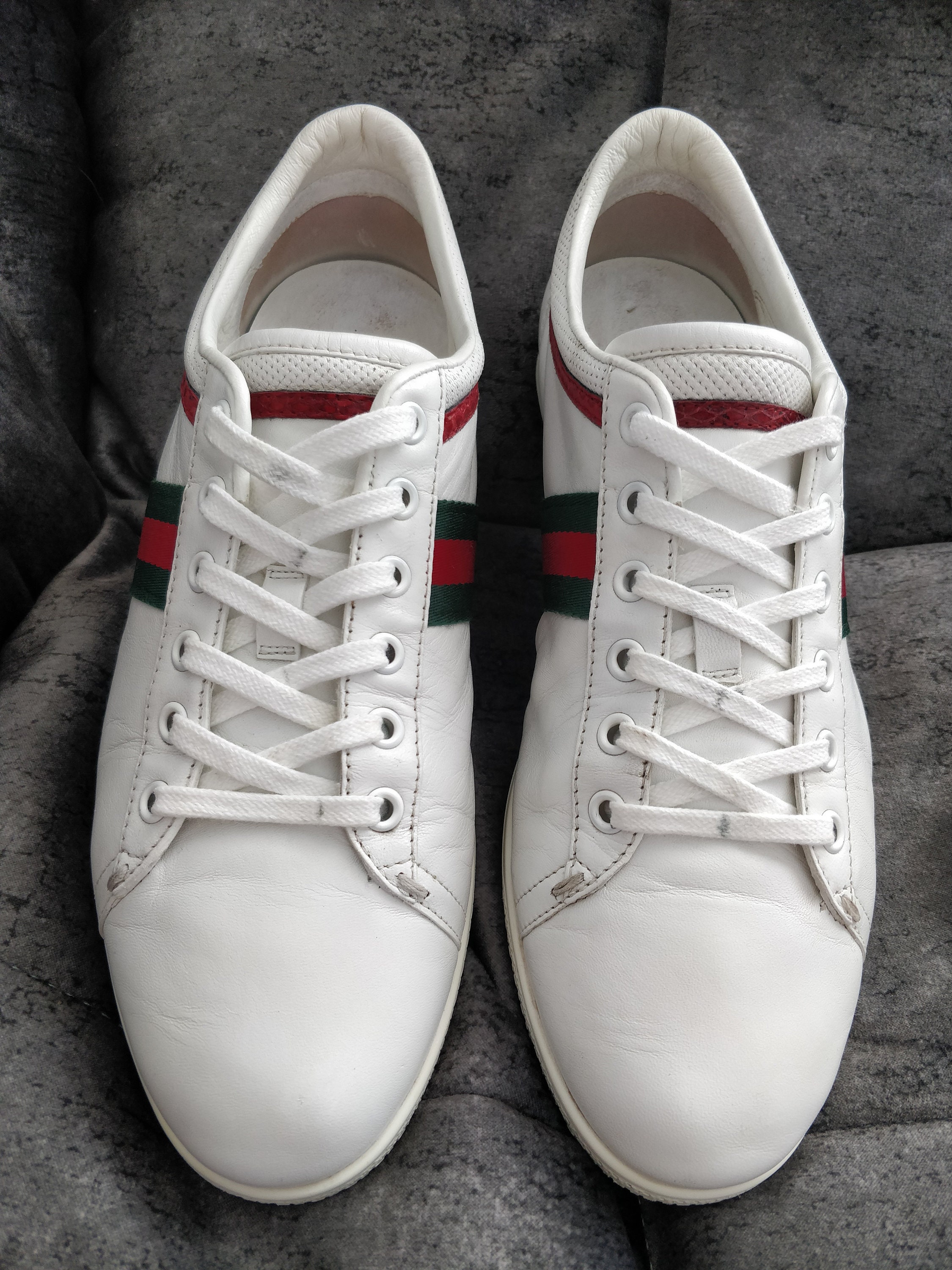 Gucci Moorea Womens White Leather Sneakers Trainers Shoes Web | Etsy