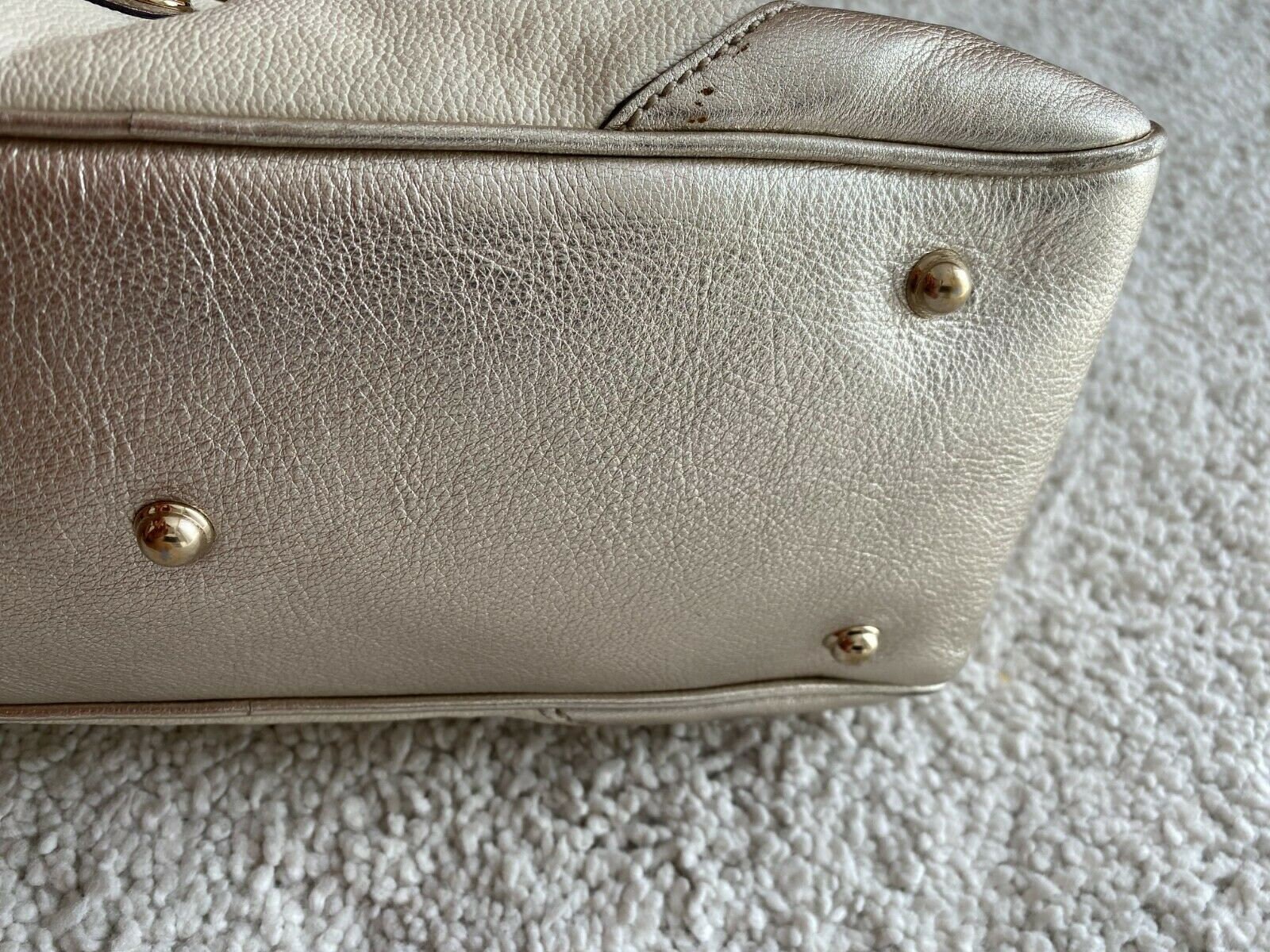 GUCCI Ivory Metallic Leather Capri Web Chain Shoulder Bag Pochette Tote  152462