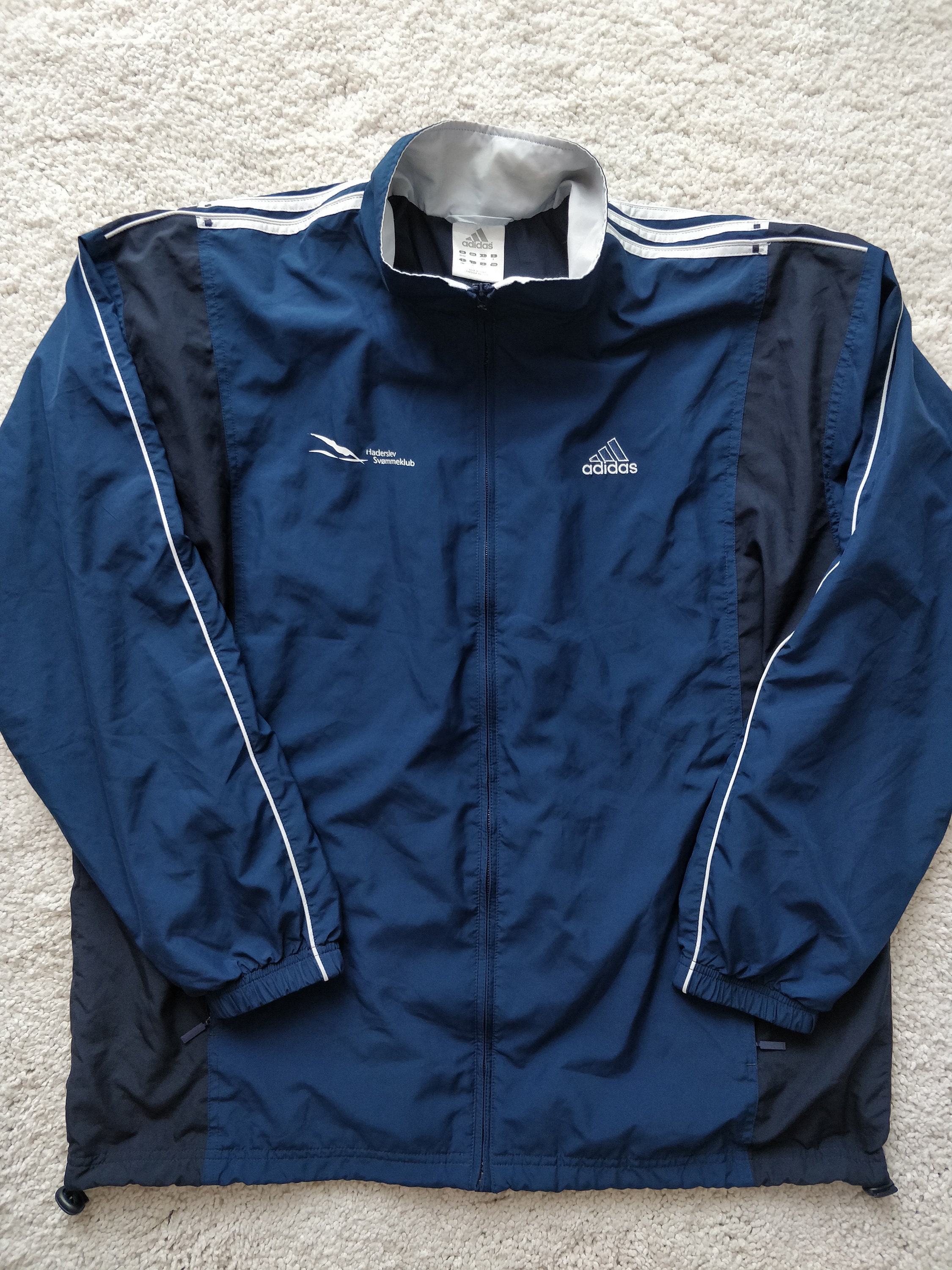 00'S adidas back logo jersey track jacket men's size L polyester navy blue type Vintage Second Hand