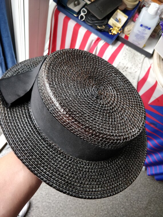 YSL Yves Saint Laurent Women Boater Hat Varnished