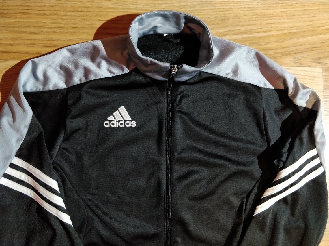 Adidas Vintage Mens Tracksuit Top Jacket Black Gray - Etsy