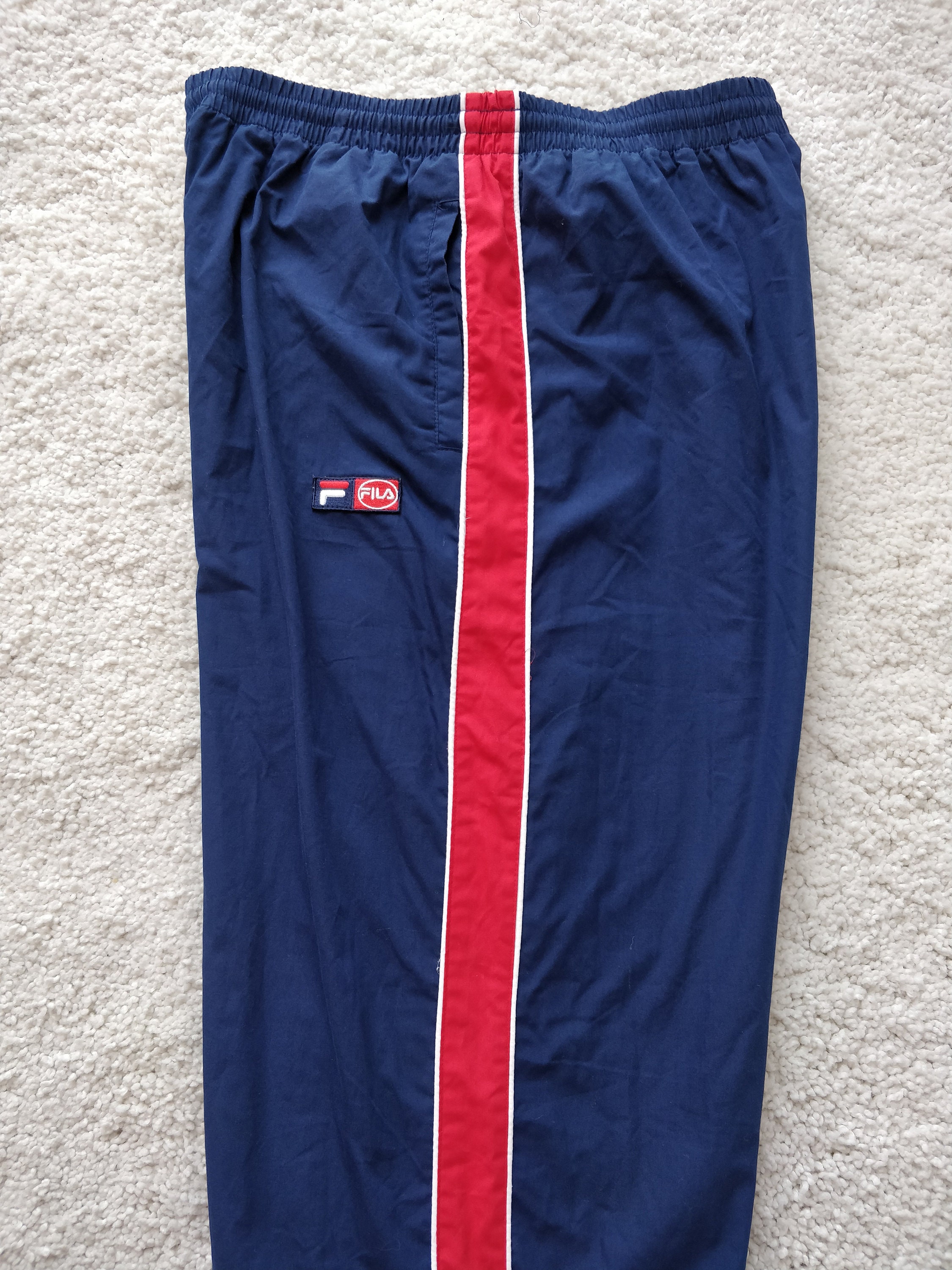 FILA 90's Vintage Mens Track Pants Trousers Navy Blue Red | Etsy