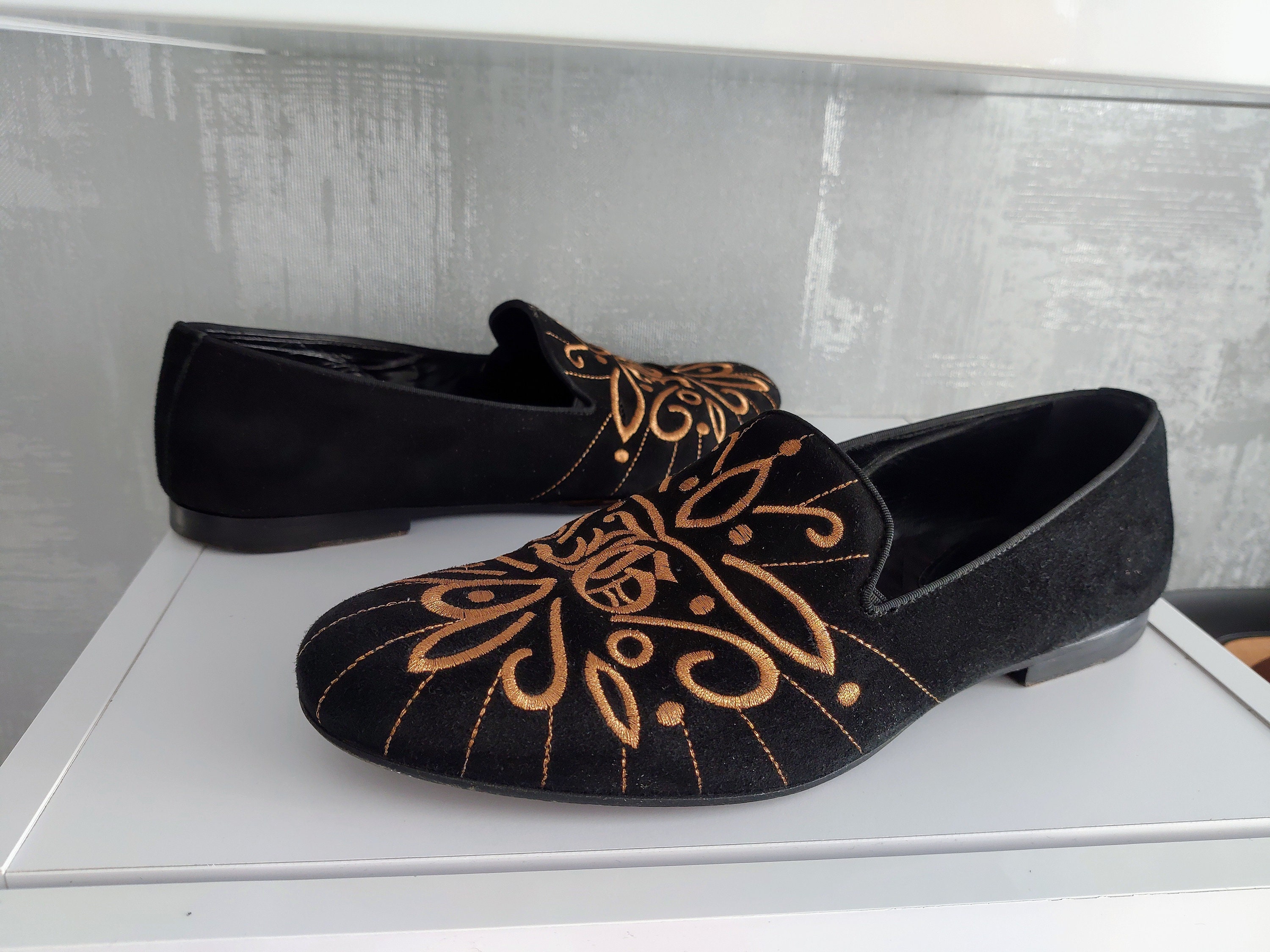 John Galliano, Shoes, Nwotjohn Galliano Black Logo Embroidered Loafers Eu  Size 375