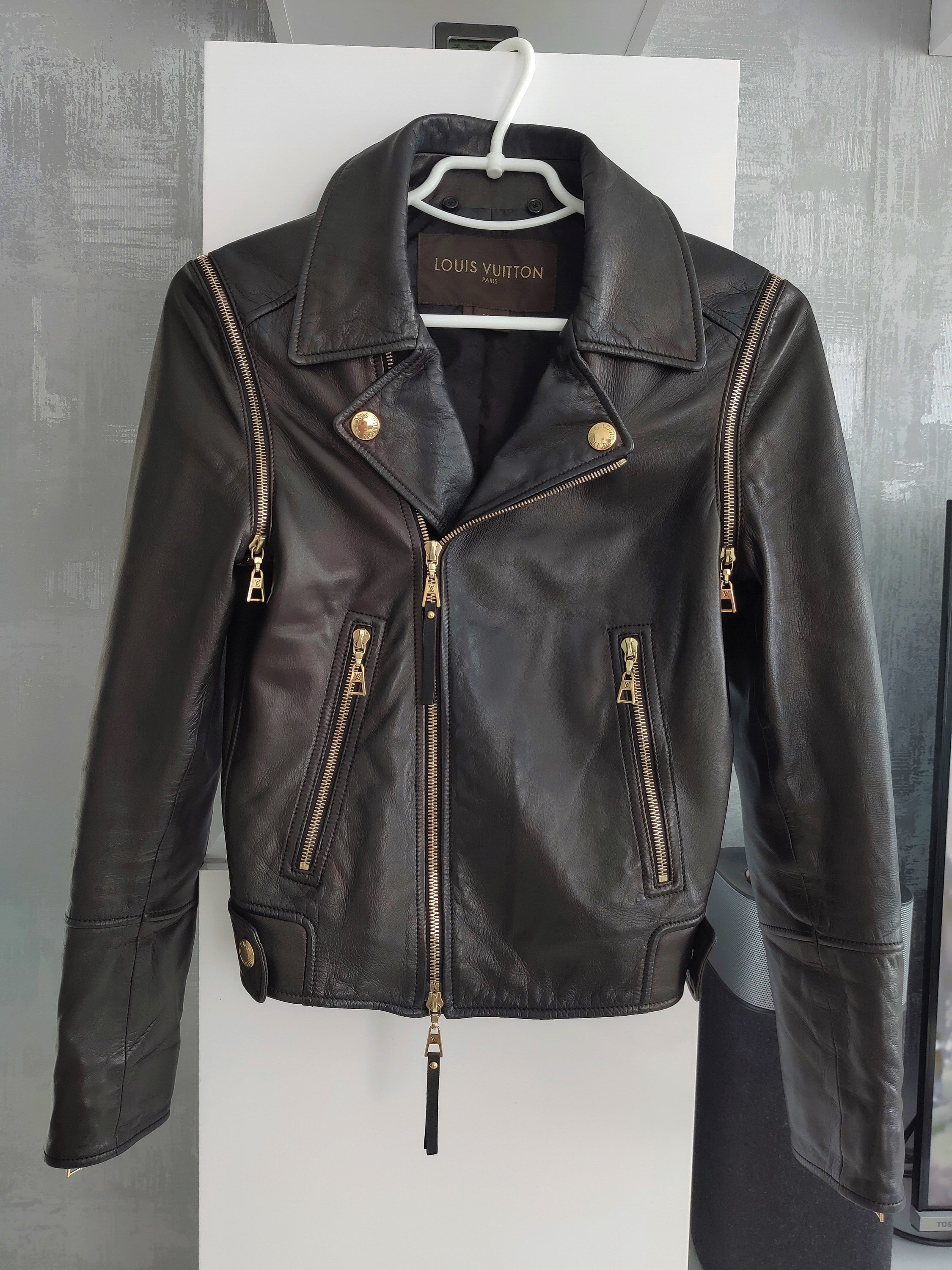 Beige Louis Vuitton Lambskin Leather Trench Coat FR38