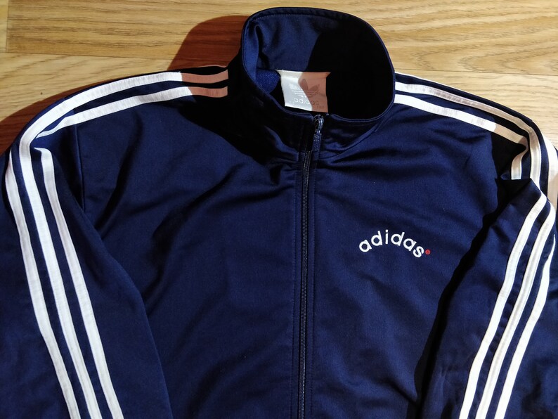 Adidas Originals 90er Vintage Herren Sweatshirt Trainingsanzug oben Jacke Crewneck Marine Adidas Originals 90er Vintage Herren Sweatshirt Trainingsanzug oben Jacke Crewneck Marine
