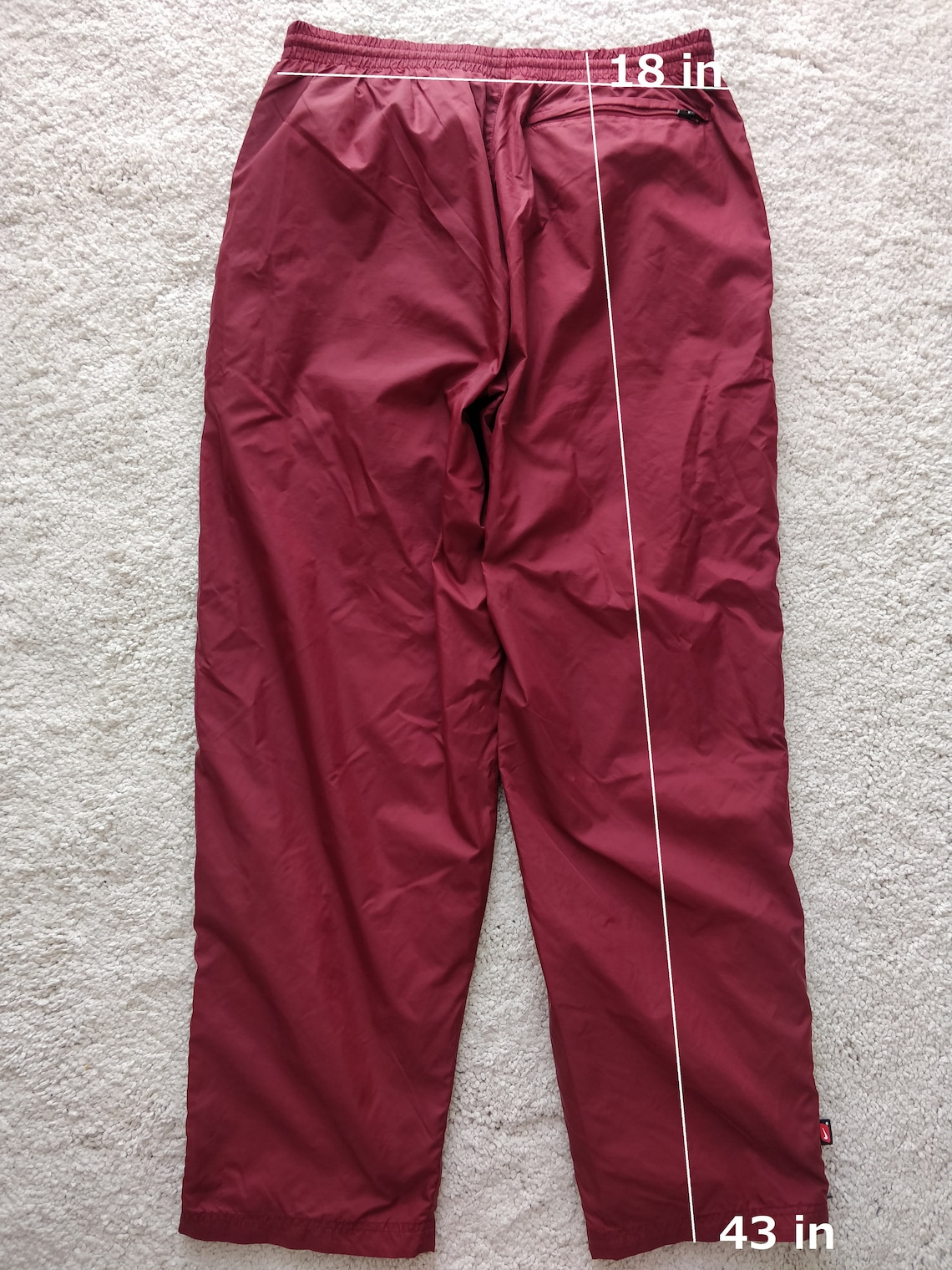 Nike Vintage Mens Nylon Track Pants Trousers Training Burgundy Etsy