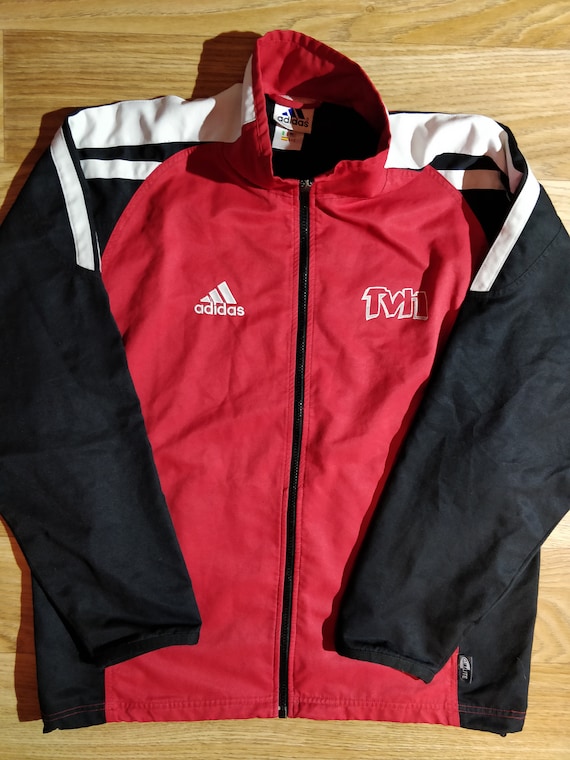 adidas red and black tracksuit