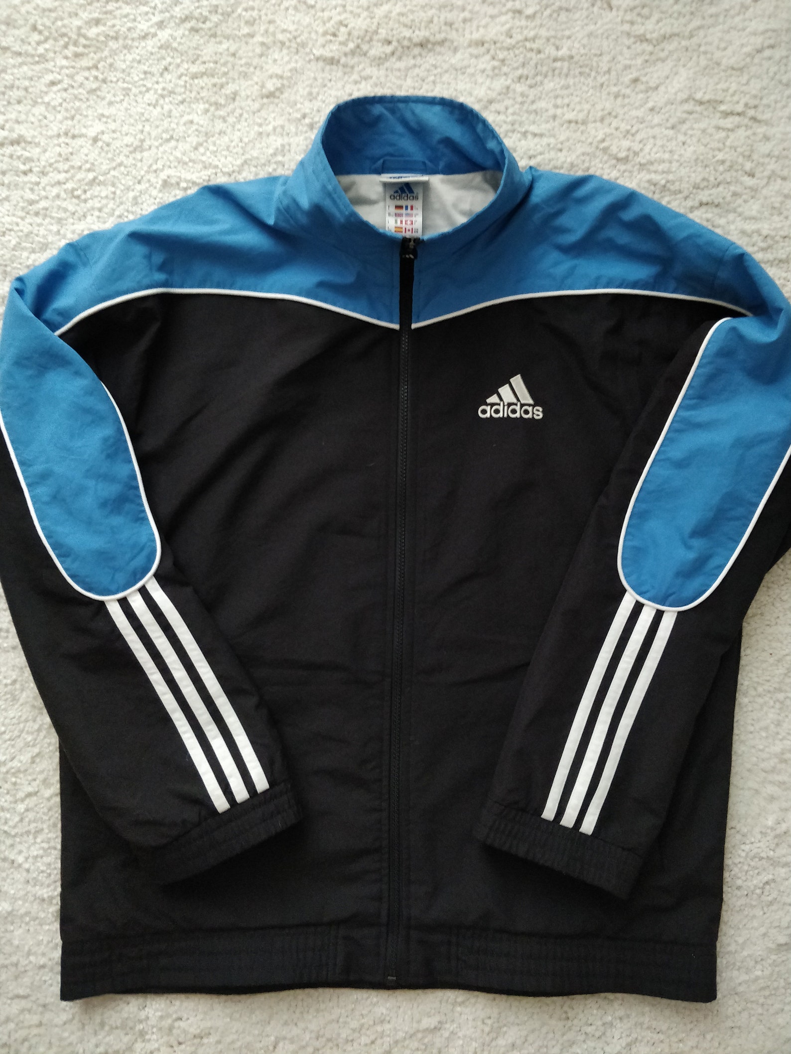 Adidas 90's Vintage Mens Tracksuit Top Jacket Black Blue Etsy