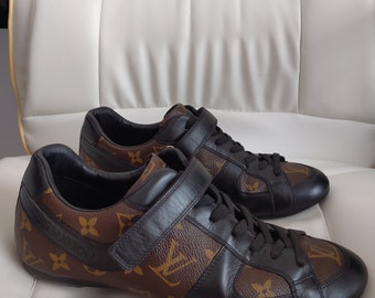 RARE LOUIS VUITTON Mens Sneaker Brown Leather RED Shoes LV 9.5 US